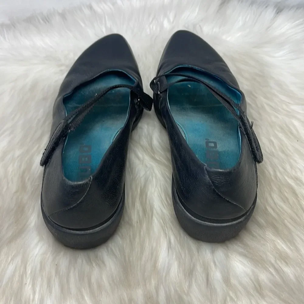 Tsubo Cori Black Leather Mary Jane Wedge Shoes Sz 8‎